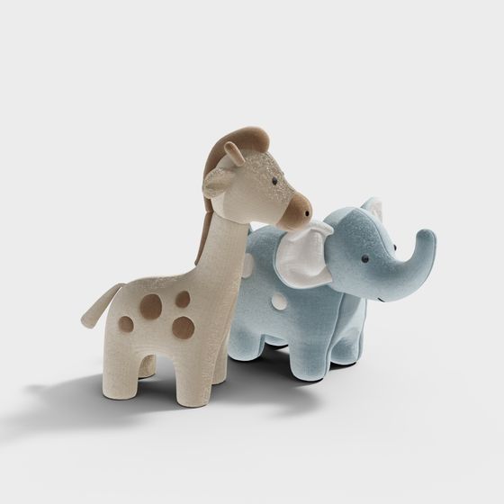 Charming Low-Poly Giraffe and Elephant 3D Models