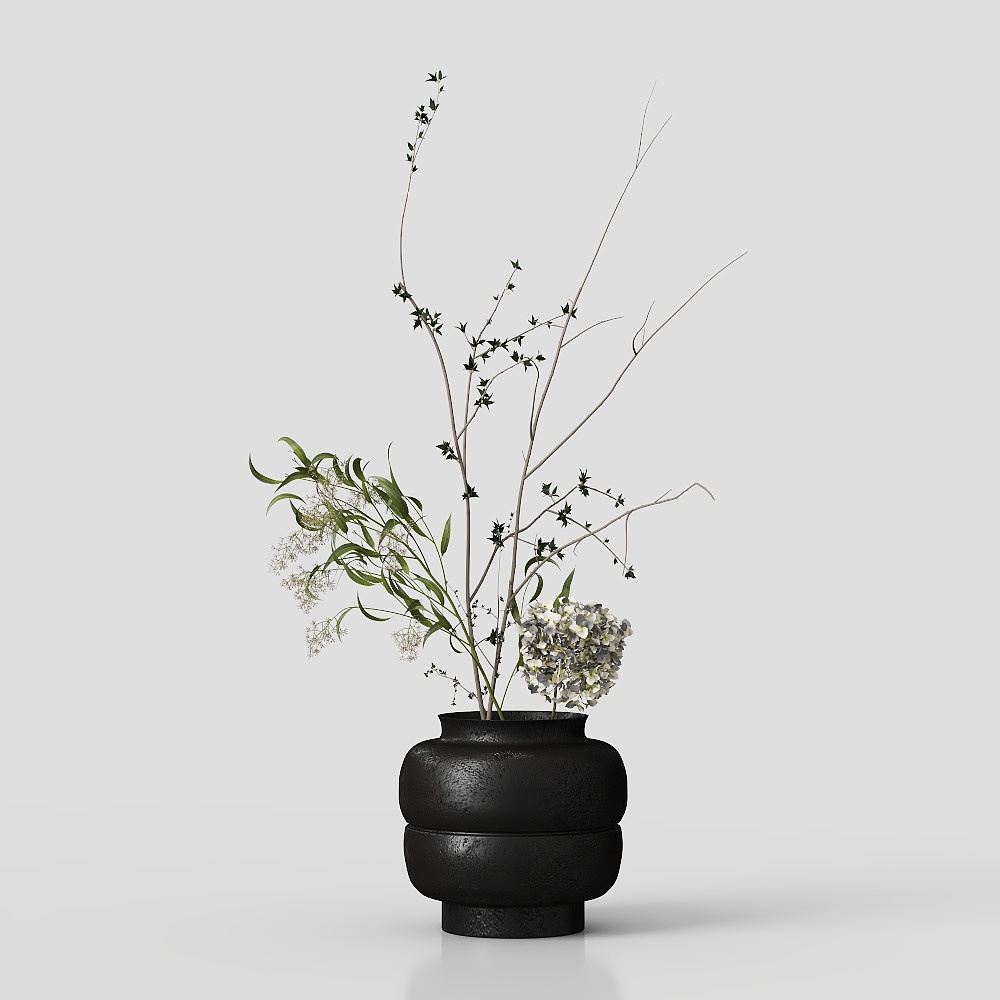 Natural Rhythm 3D model: Low Polygon Vase and Plants