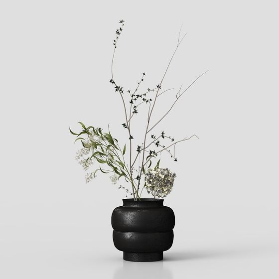 Natural Rhythm 3D model: Aesthetic Plant and Vase Design