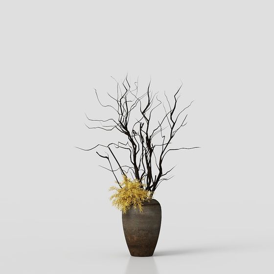 Unique Dry Branch Vase 3D model for Creative Designs