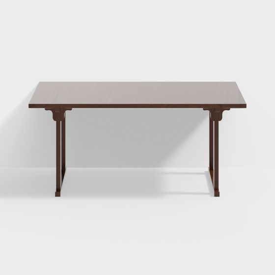 Traditional Brown Chinese Study Room Desk 3D Model