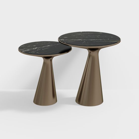 Set di tavolini rotondi in metallo elegante e minimalista