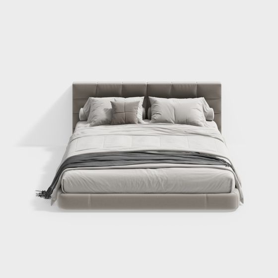 Stylish Modern Bed 3D model for Contemporary Spaces