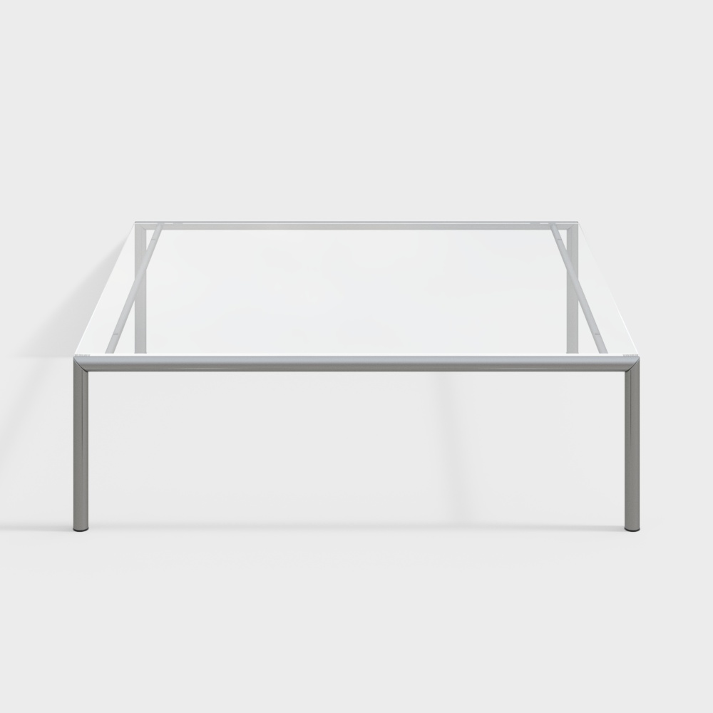 Modern Metal Glass Square Coffee Table