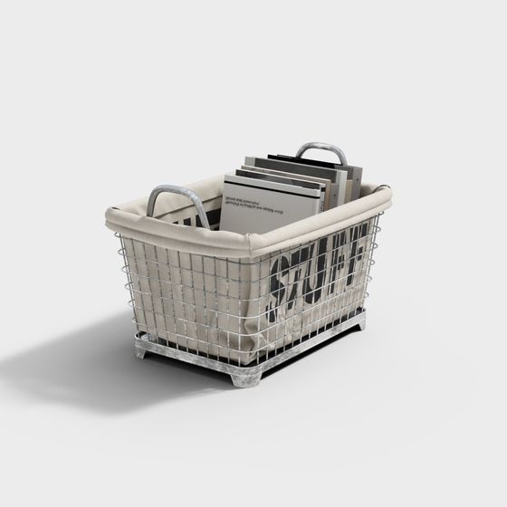 Retro Metal Shopping Basket 3D model