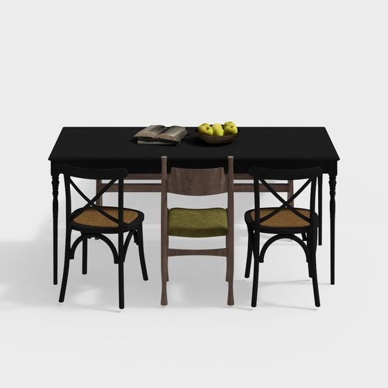 Stylish 3D Dining Table and Chair Set Model for Modern Spaces