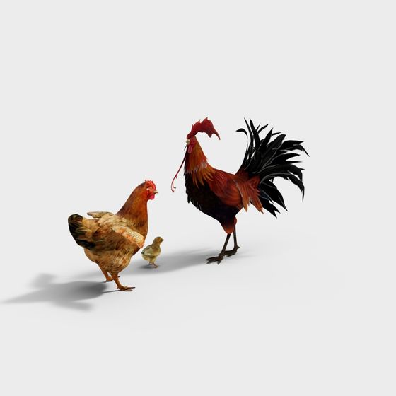 Charming Farmyard Family 3D model