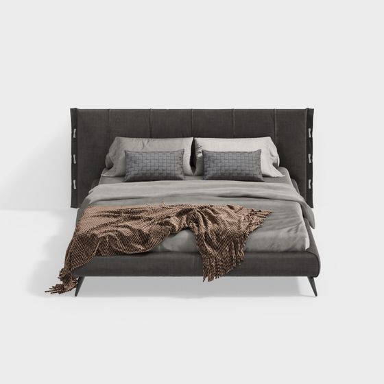 Stylish Low-Poly 3D Bed Model for Contemporary Homes