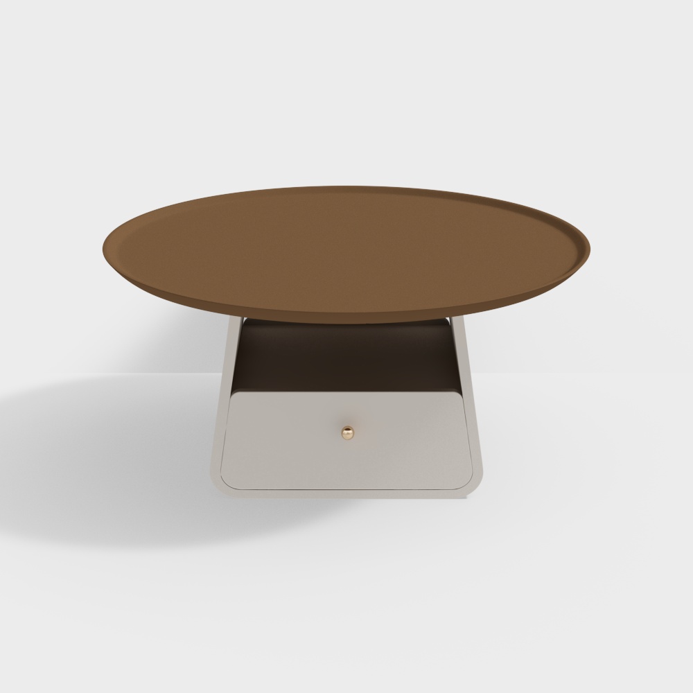 Bàn cà phê tròn màu kem hiện đại