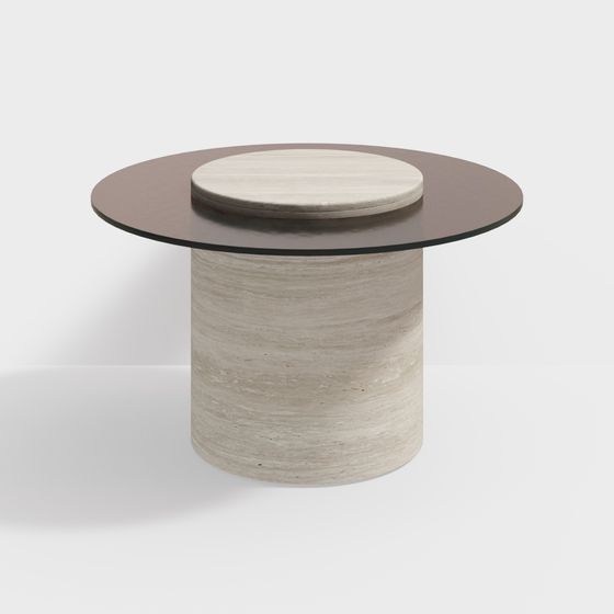 Stylish Low-Poly Marble Dining Table 3D model