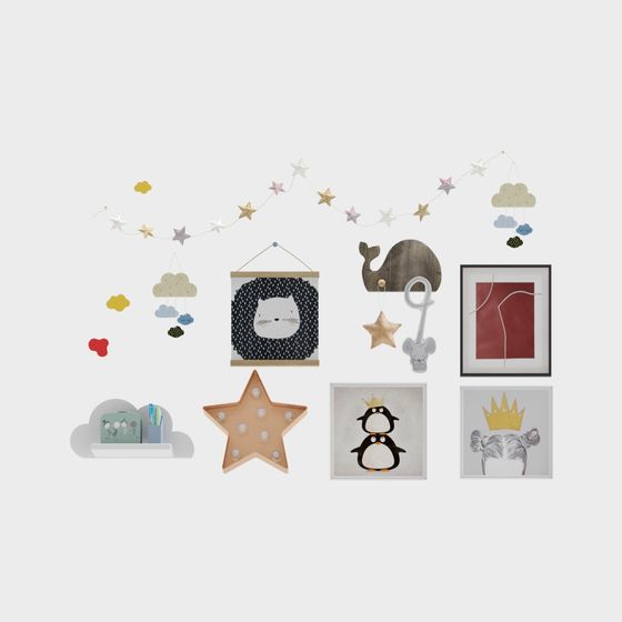 Whimsical 3D Wall Décor Model Set