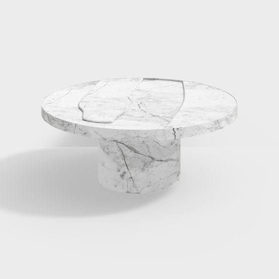 Chic Marble Round Table 3D model for Modern Spaces