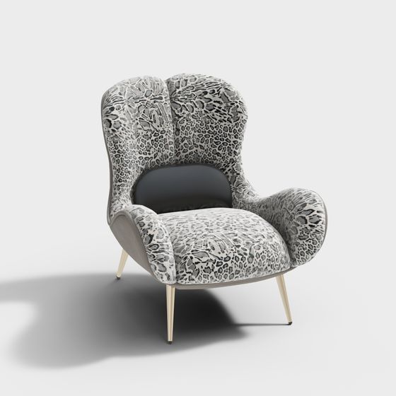 Stylish Leopard Print Armchair 3D model