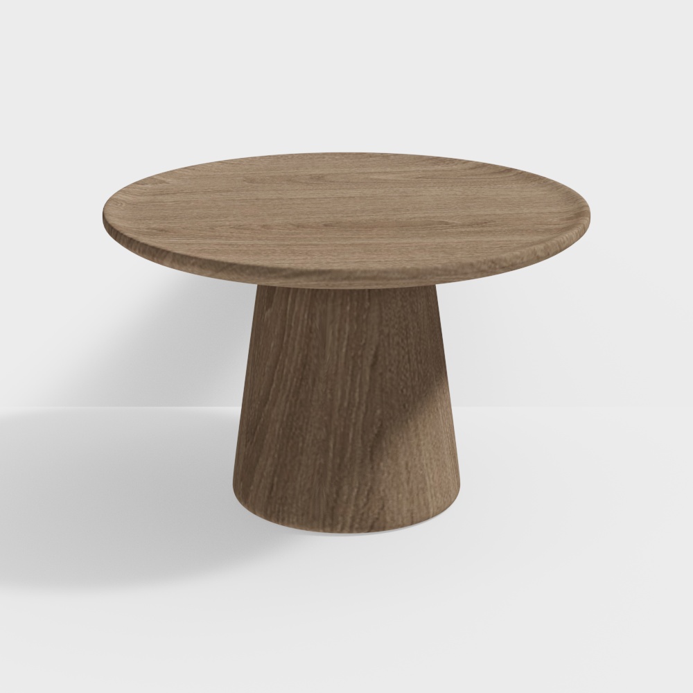 Moderner runder Kaffeetisch aus Massivholz