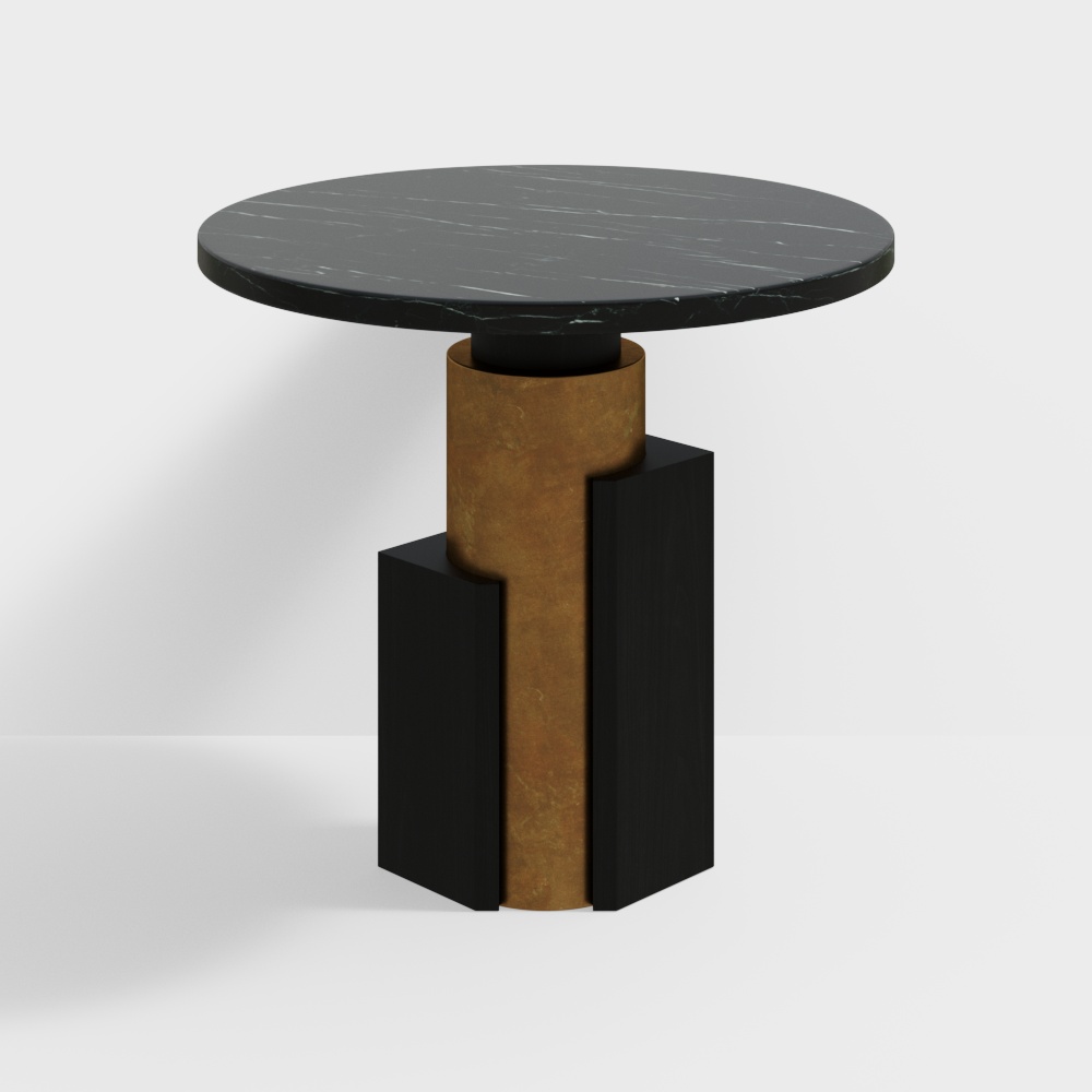 Modern Black Marble Round Side Table