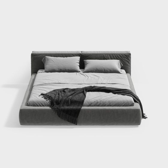 Elegant Low-Poly Bed 3D model in Modern Design