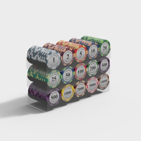 Vibrant Poker Chip Rack 3D model for Game Design