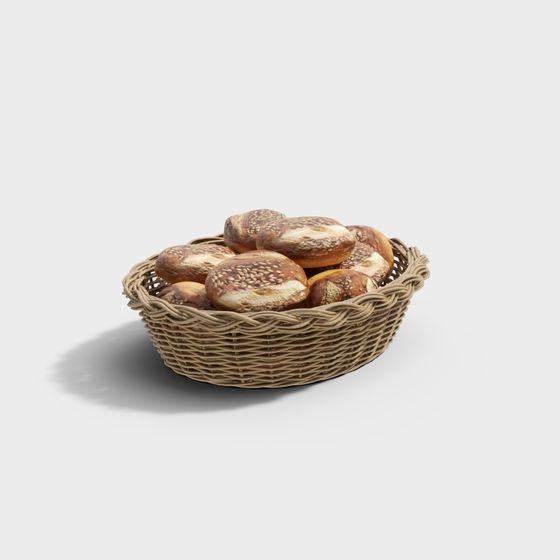 Low-Poly Detailed 3D Bread Basket Model