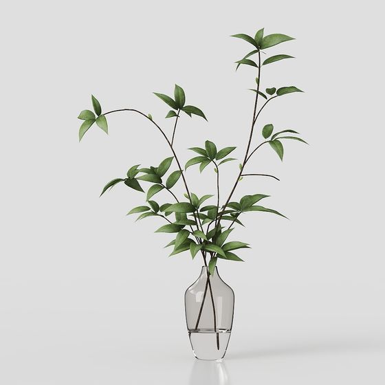 Nature's Dance in a Glass Vase 3D model