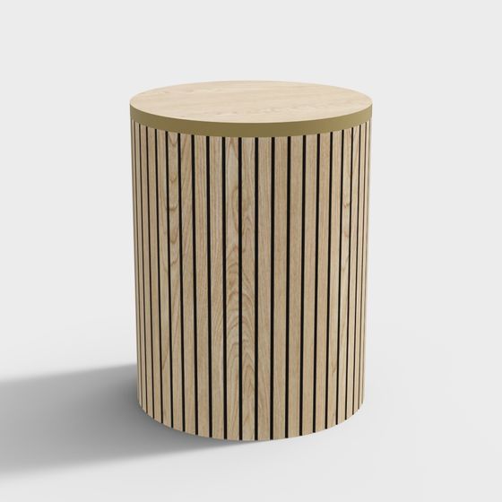 Stylish Cylindrical Wooden Stool 3D model