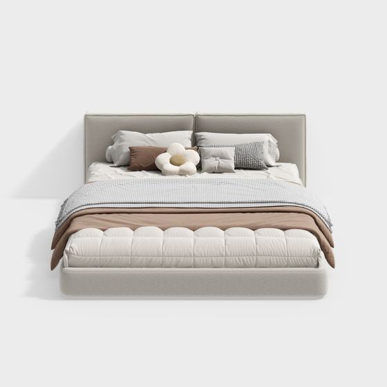Modern Bed 1800 in Beige