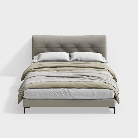 Stylish Modern Bed 3D model for Bedrooms