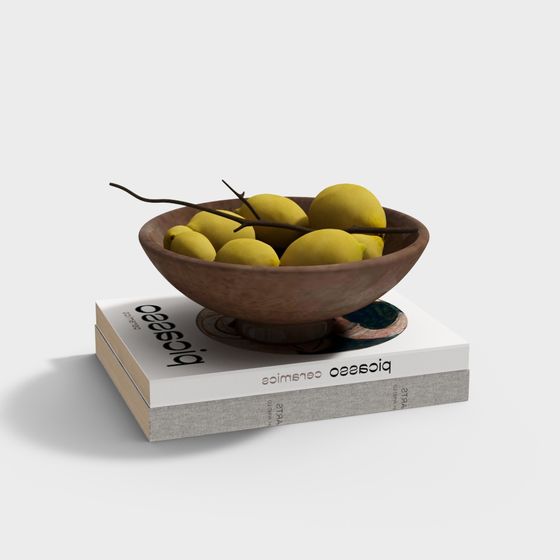 Elegant Wooden Fruit Bowl 3D model for Design Projects