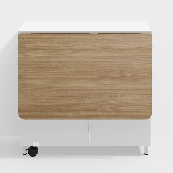 可摺疊餐桌天然木白色01