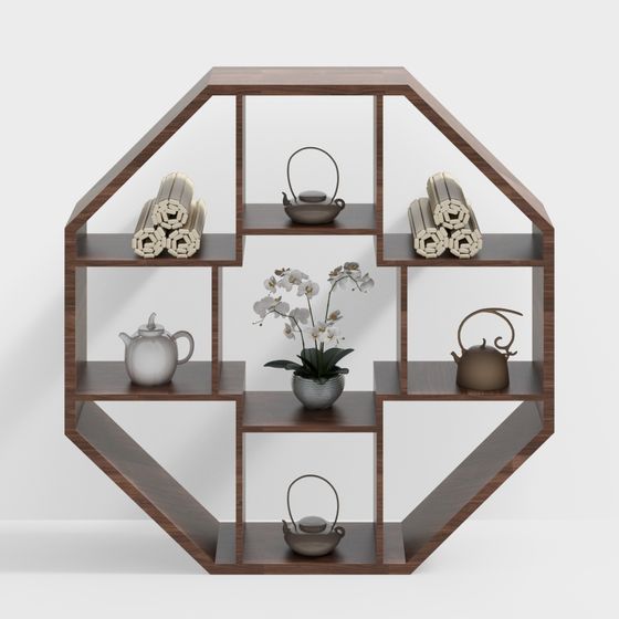 Hexagonal Bookshelf 3D model for Modern Spaces