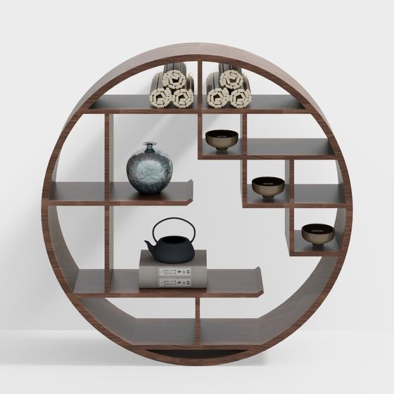 Elegant Low-Poly Round Bookshelf 3D model