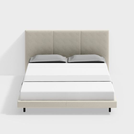 Low-Polygon Modern Bed Frame 3D Model