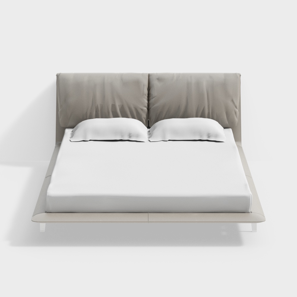 Elegant Low-Polygon Bed Frame 3D Model