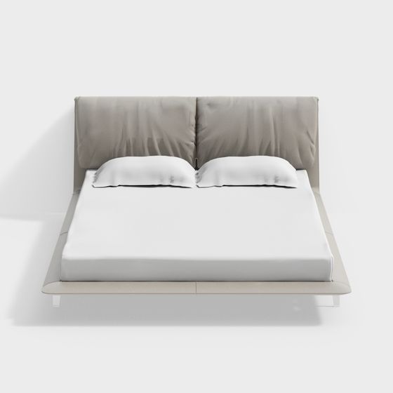 Elegant Low-Polygon Bed Frame 3D Model
