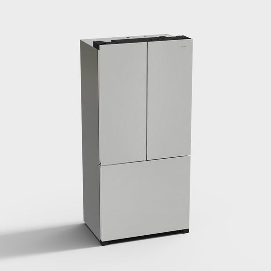 Stylish Gray Refrigerator 3D model for Modern Interiors