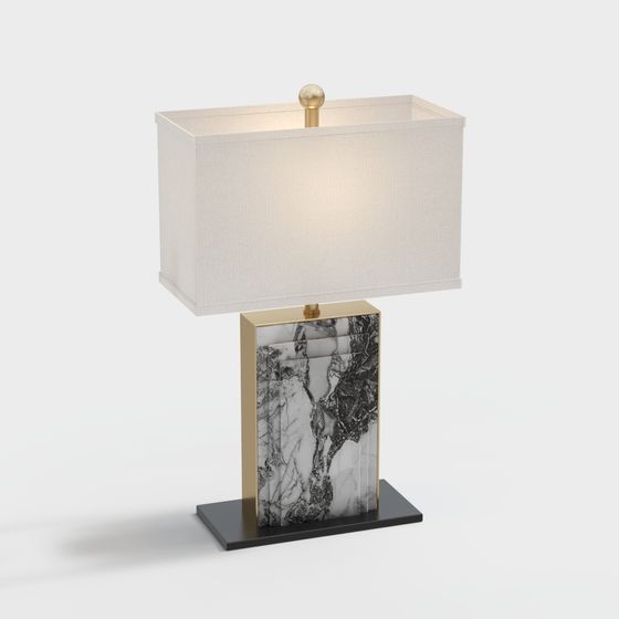 Elegant Marble Table Lamp 3D model