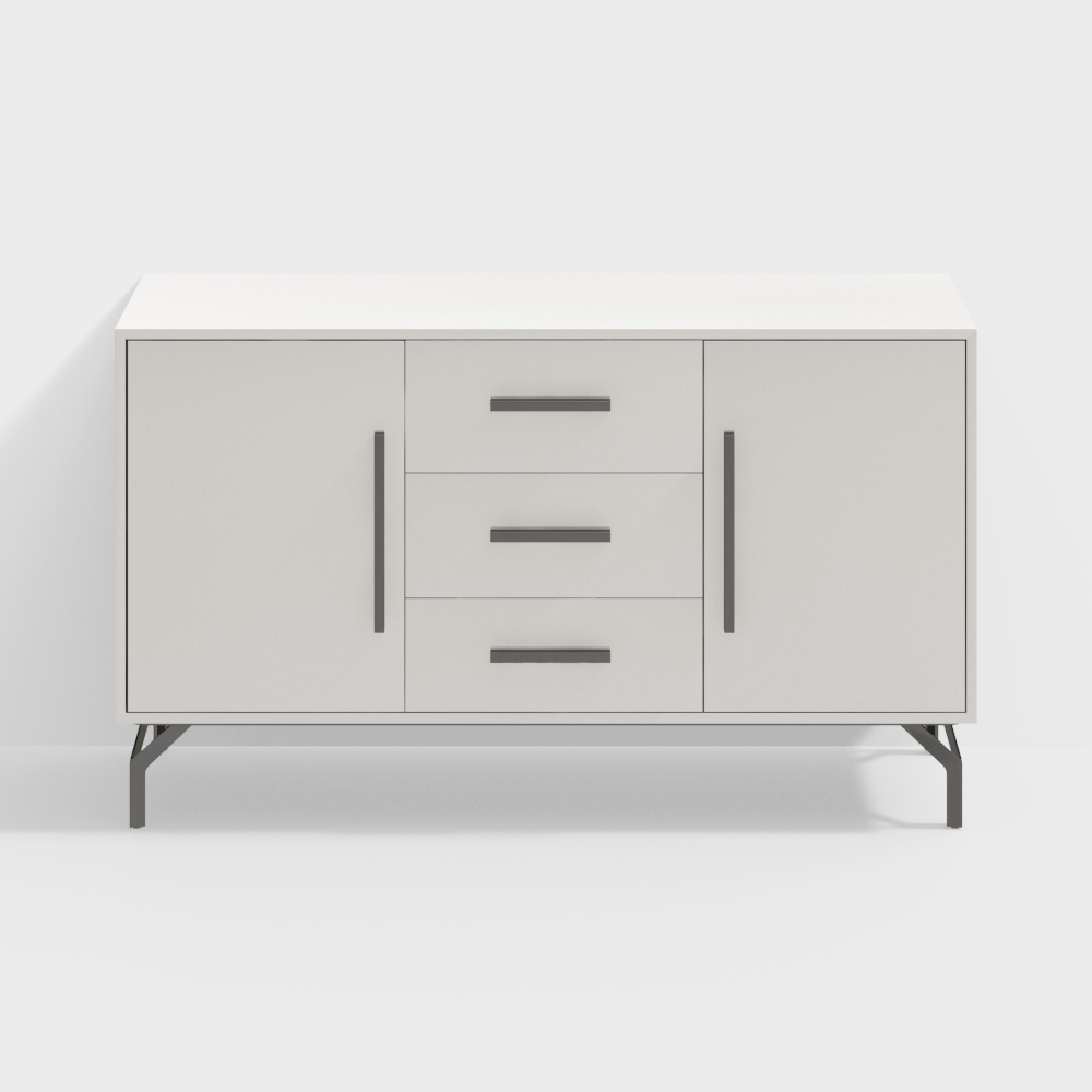 Modern White Drawer Low Sideboard