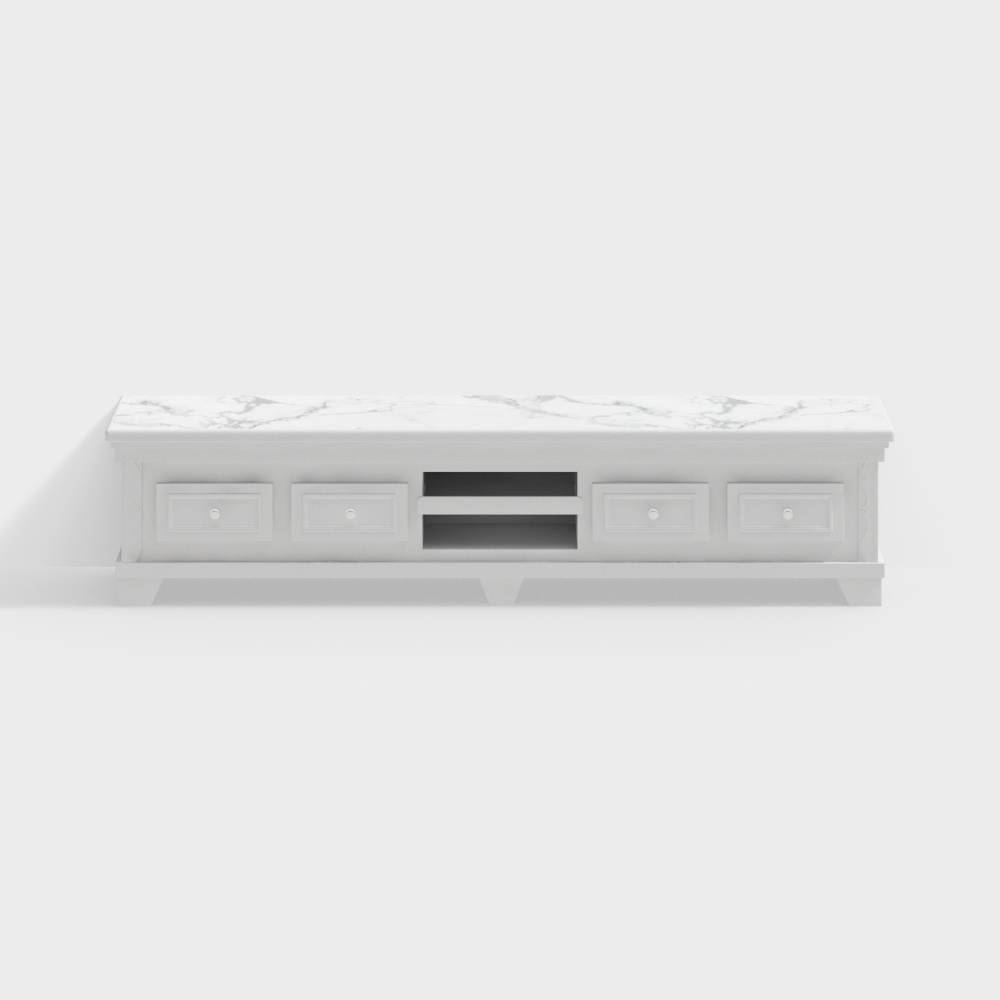 Simple European White Stone TV Cabinet