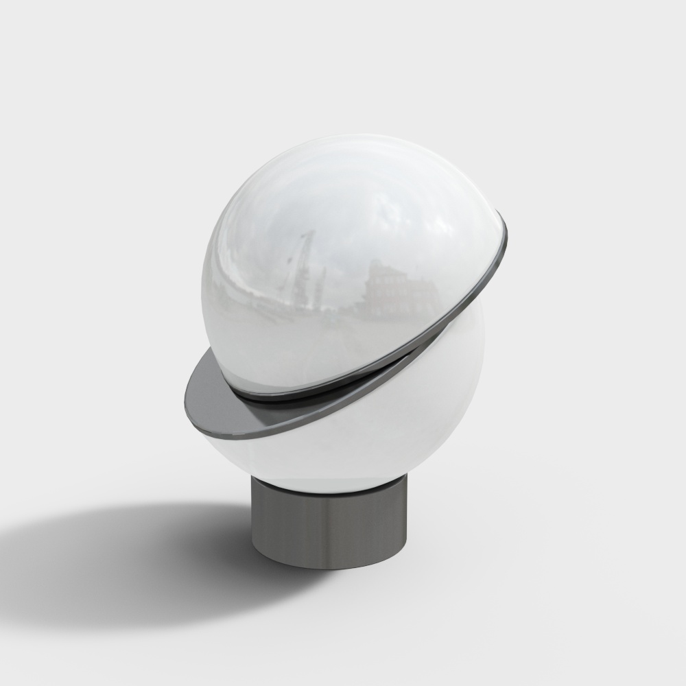 Floating Light Sphere 3D Model – Glass & Metal Design