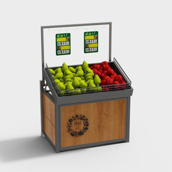 Vibrant Fruit Stand 3D model for Urban Markets