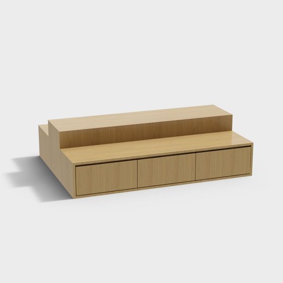 Wooden Storage Bench 3D model