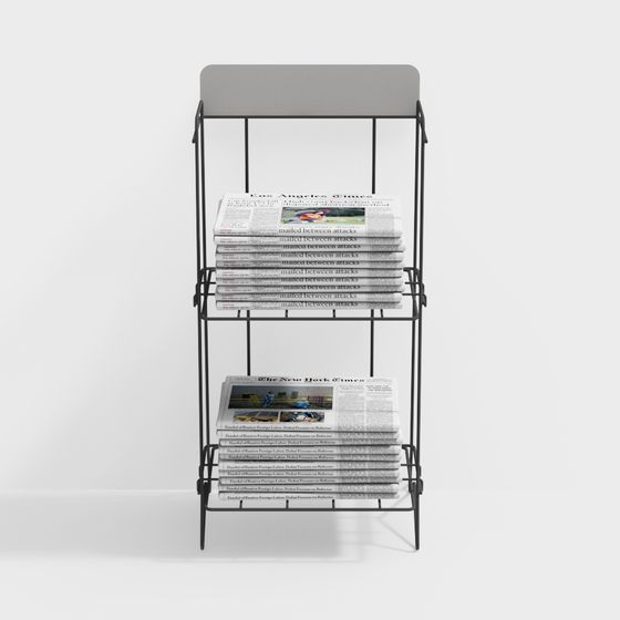 Stylish Low-Poly Newspaper Rack 3D model