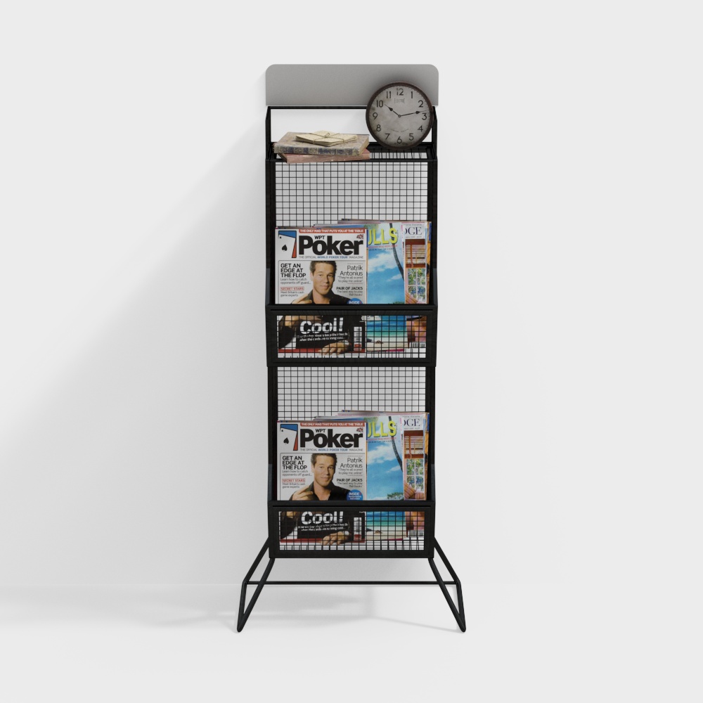 Industrial Style Black Metal Newspaper Stand