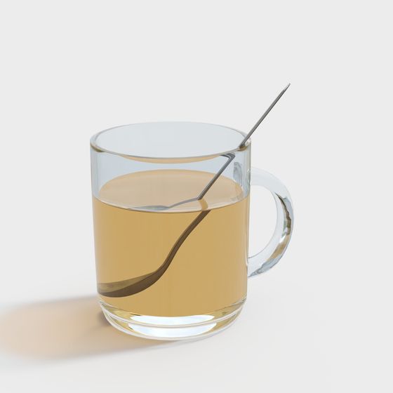 Realistic Tea Cup and Spoon 3D Model