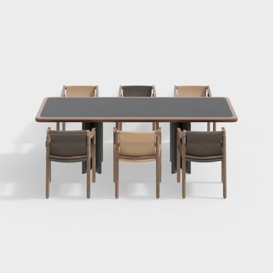 Modern Minimalist Dining Table and Chairs 3D model