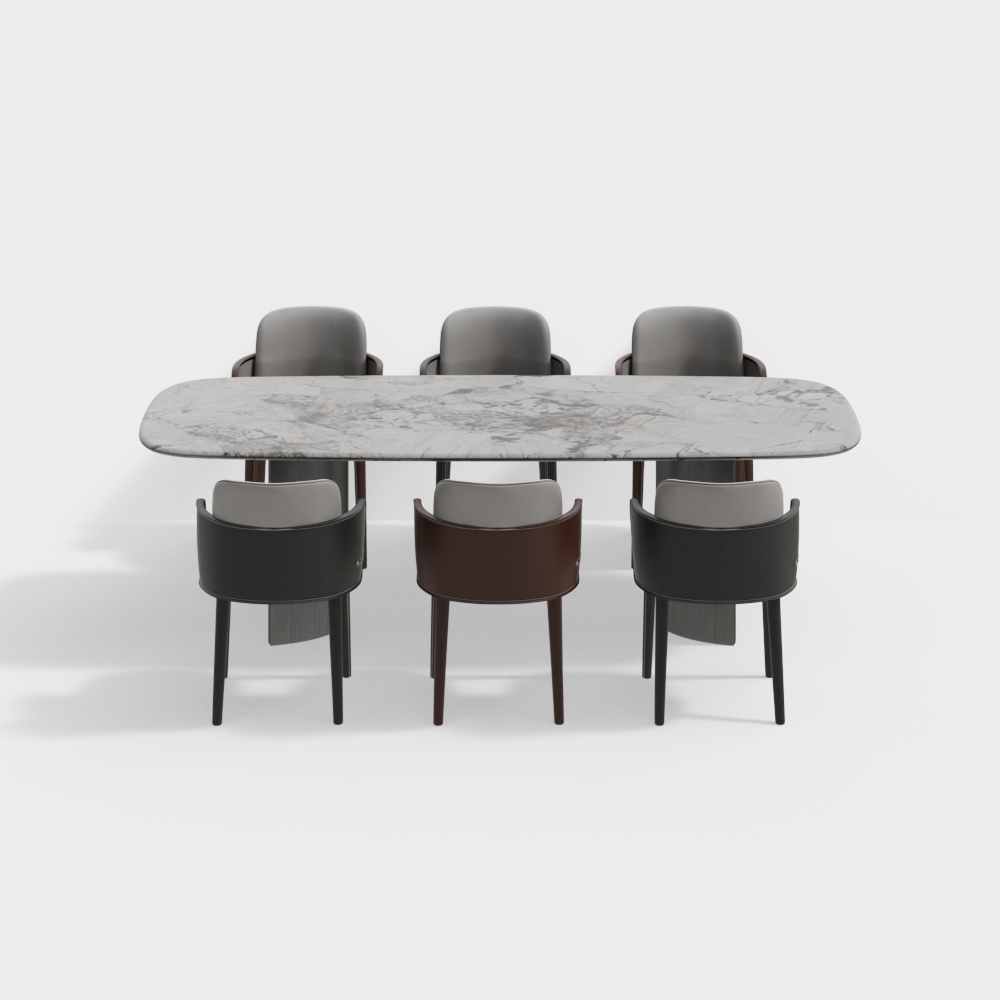 意式轻奢大理石餐桌椅组合