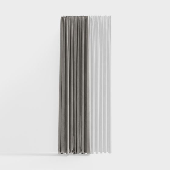 Elegant Wrinkled Curtain 3D Model