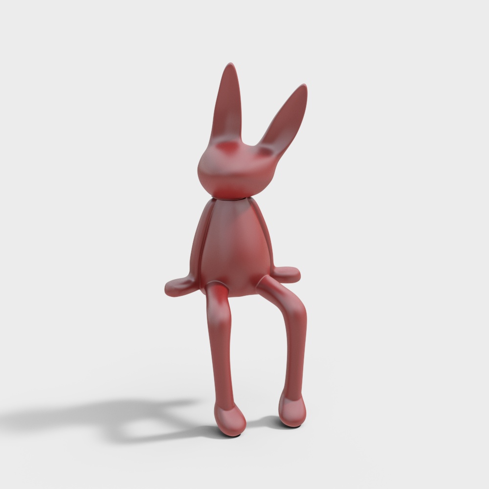 Charming Bunny 3D Model – Low-Poly Red Fur Character