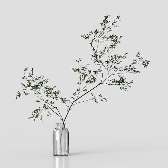 現代的なイタリアンガラス花瓶緑植物