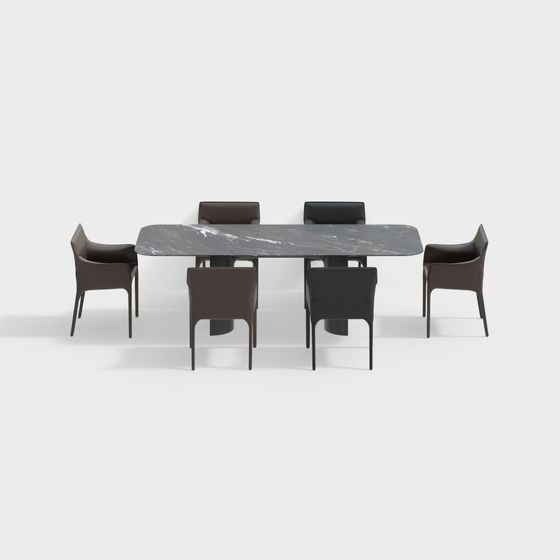 Stylish Minimalist 3D Dining Table and Chair Set
