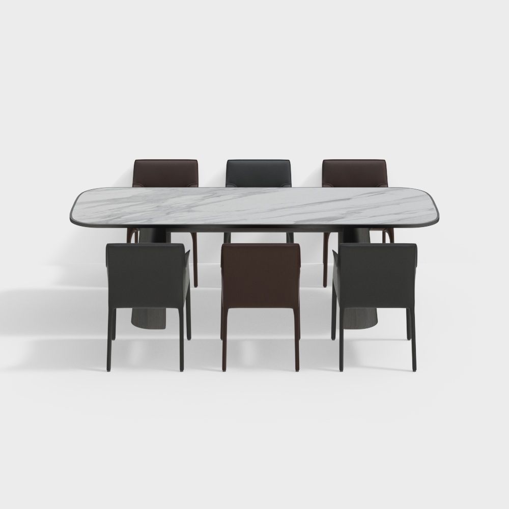 ชุดโต๊ะทานอาหารและเก้าอี้ทรงสี่เหลี่ยมผืนผ้าแบบอิตาลีสมัยใหม่